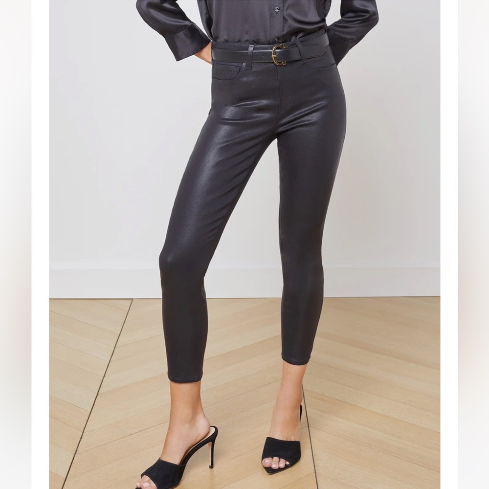 L'AGENCE Margot Coated Jean in Black Size 27